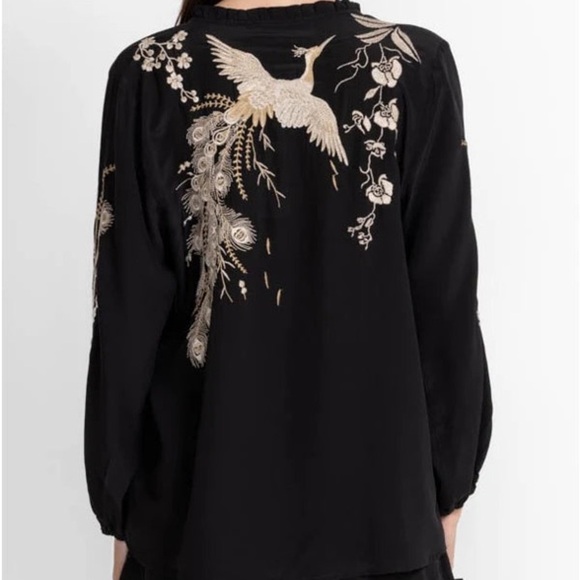Johnny Was Tops - Johnny Was silk Calipso Button Neck Field Blouse NWT oversized